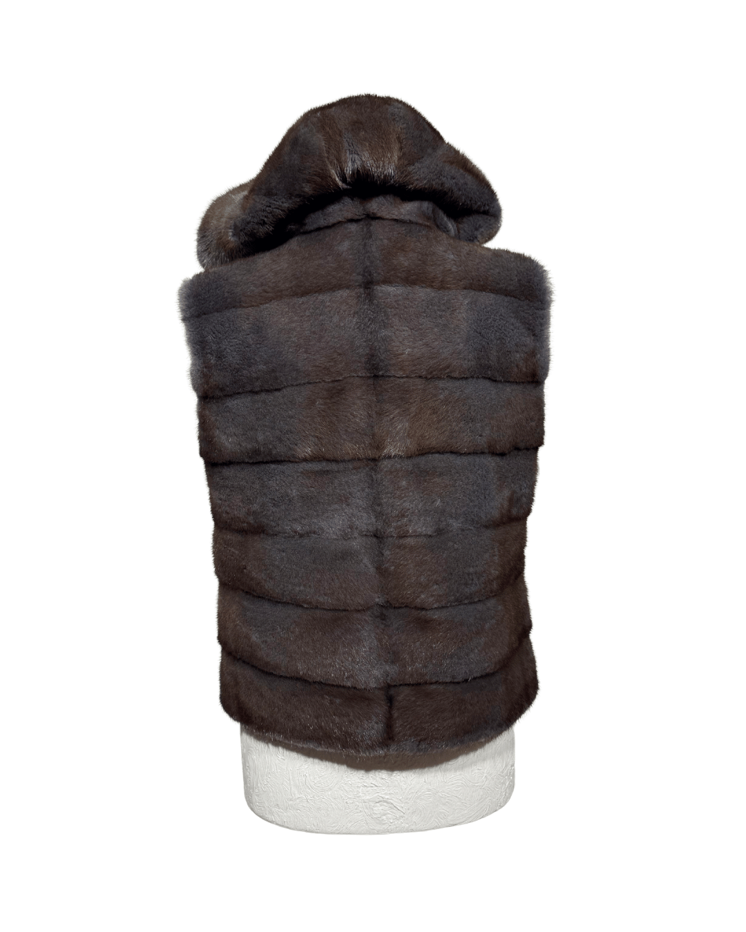 GILET VISONE CON CAPPUCCIO