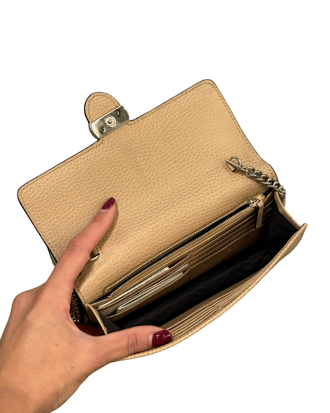 GUCCI SOHO WALLET ON CHAIN BEIGE