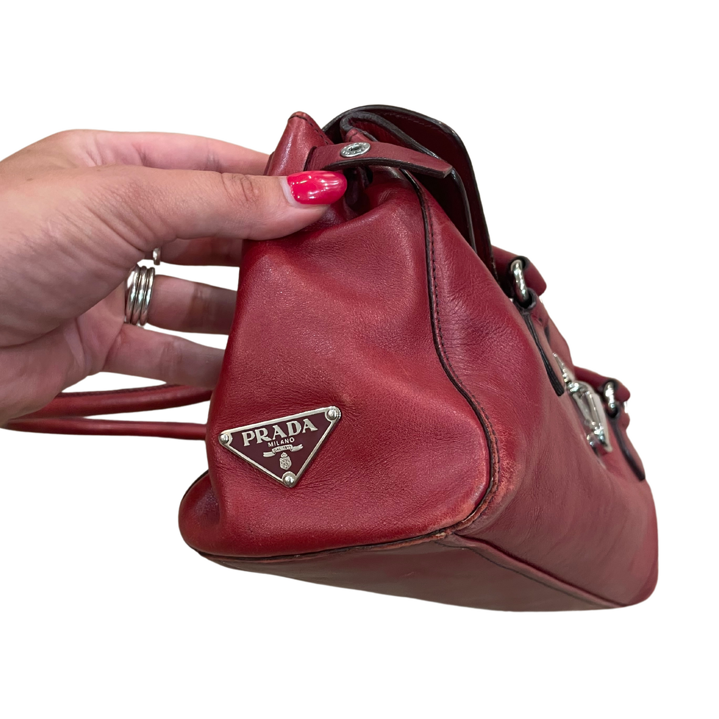 BAGUETTE PRADA VINTAGE ROSSA