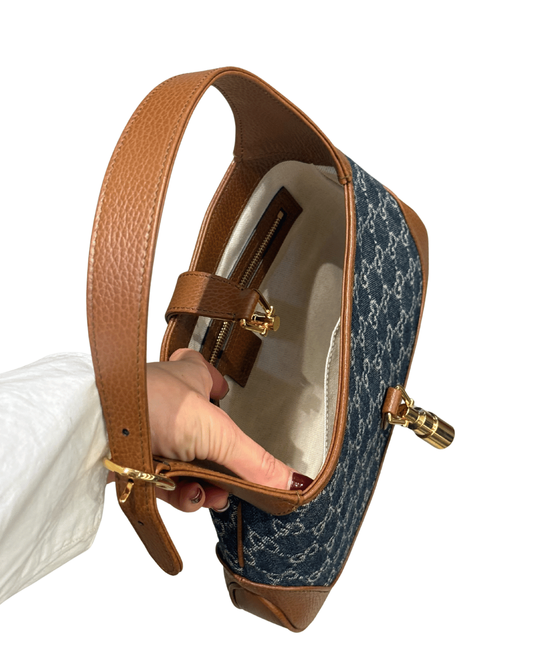 JACKIE GUCCI DENIM BLU RIFINITURE CUOIO