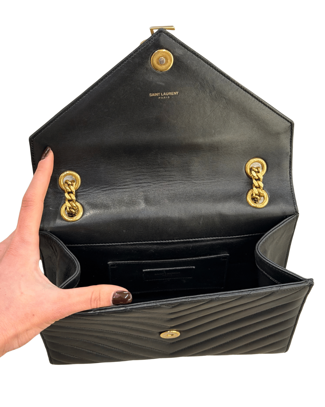 BORSA LINEA ENVELOPE YSL PELLE LISCIA NERA