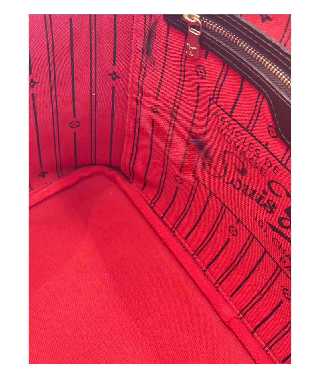 NEVERFULL MM DAMIER EBENE INTERNO ROSSO