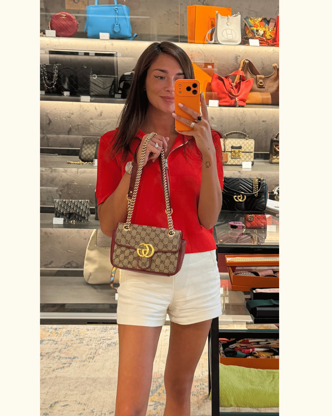 GUCCI MARMONT SMALL GG SUPREME RIFINITURE ROSSE