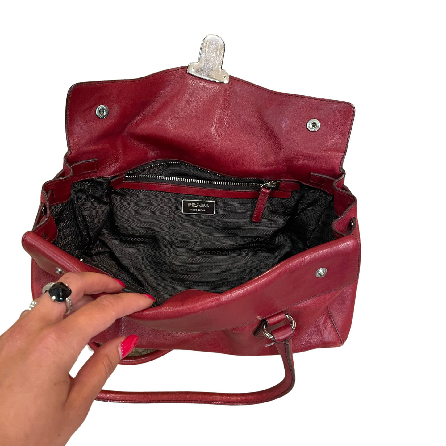 BAGUETTE PRADA VINTAGE ROSSA