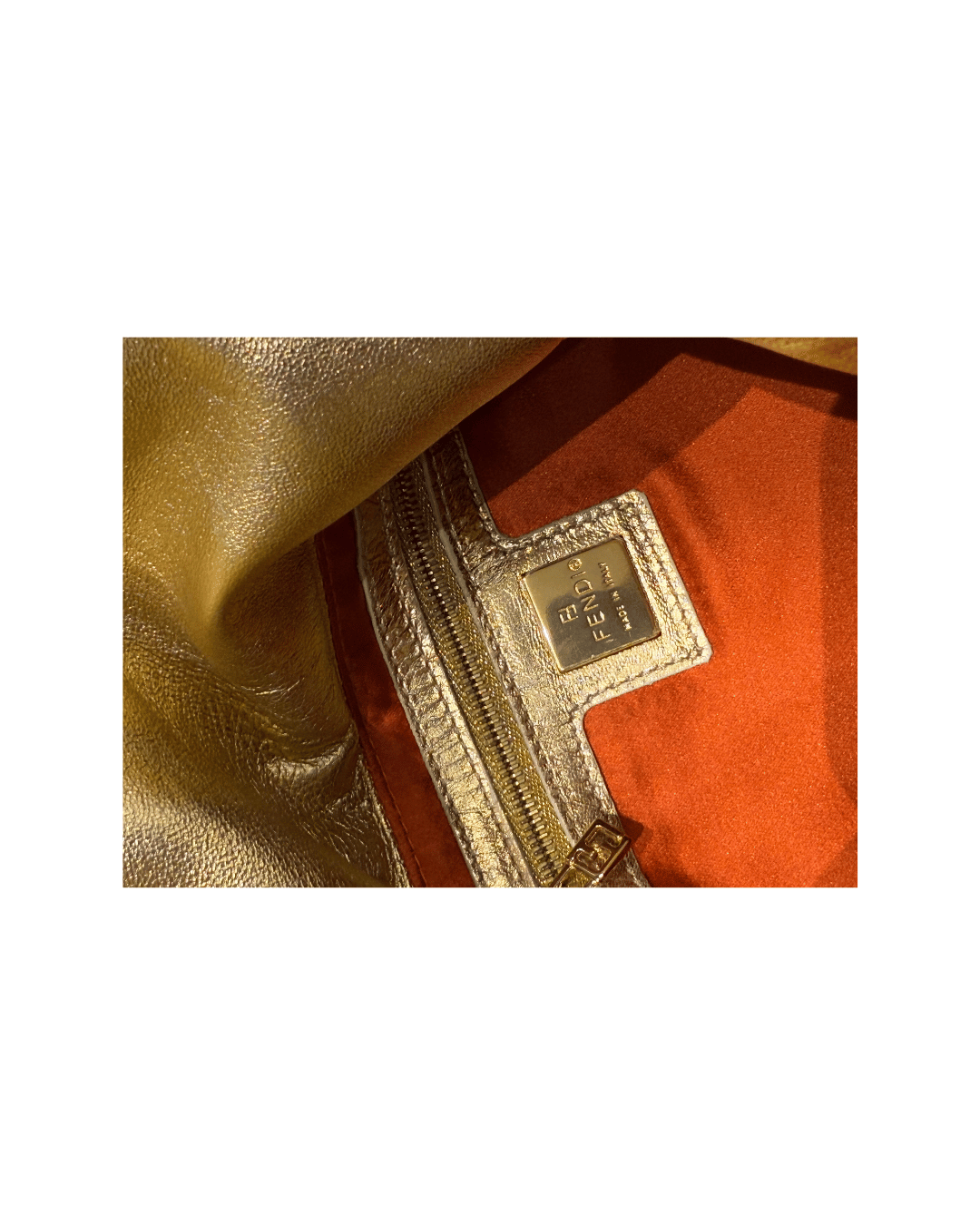 BORSA FENDI A SPALLA PELLE LAMINATA ORO