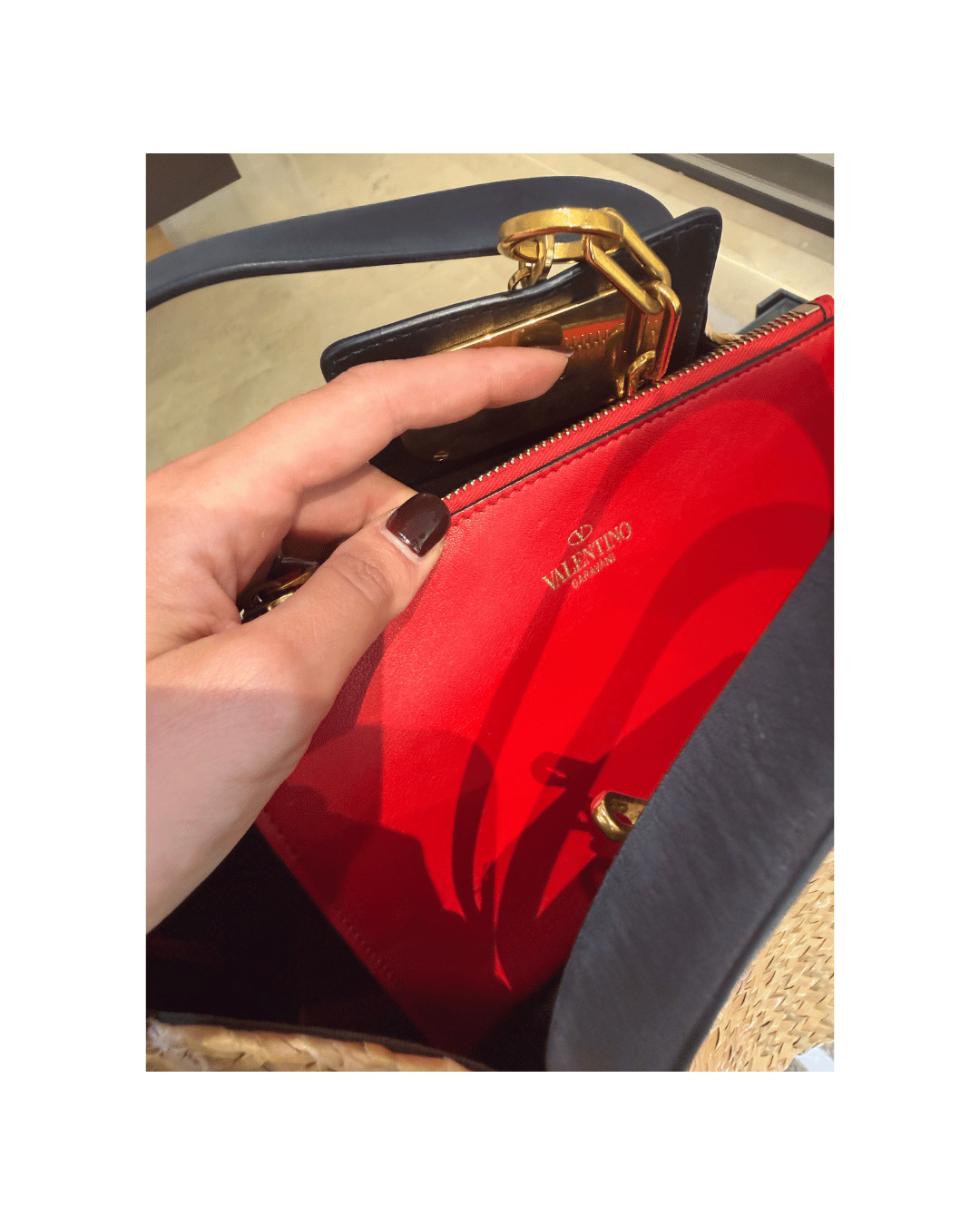 SHOPPER VALENTINO RAFFIA RIFINITURE NERE
