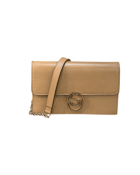 GUCCI SOHO WALLET ON CHAIN BEIGE