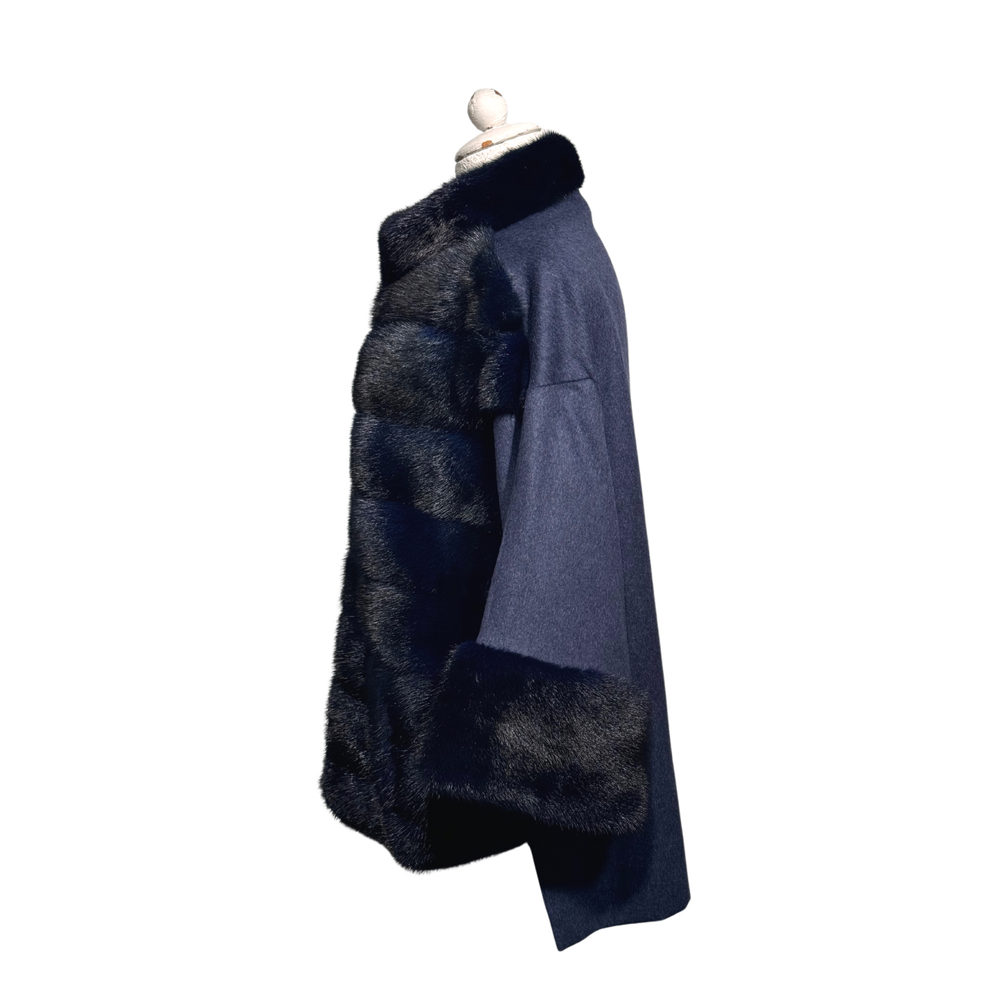 PELLICCIA VISONE E CASHMERE BLU