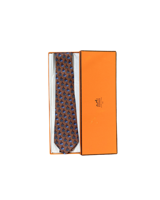 CRAVATTA HERMES MARRONE BARCHE