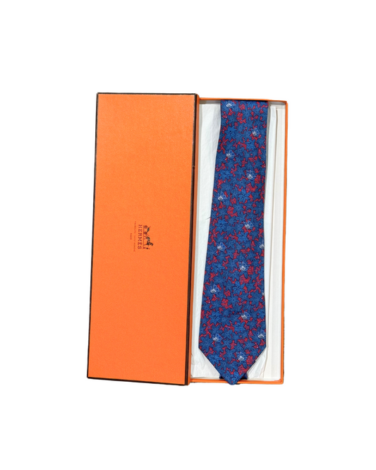 CRAVATTA HERMES BLU E ROSSA