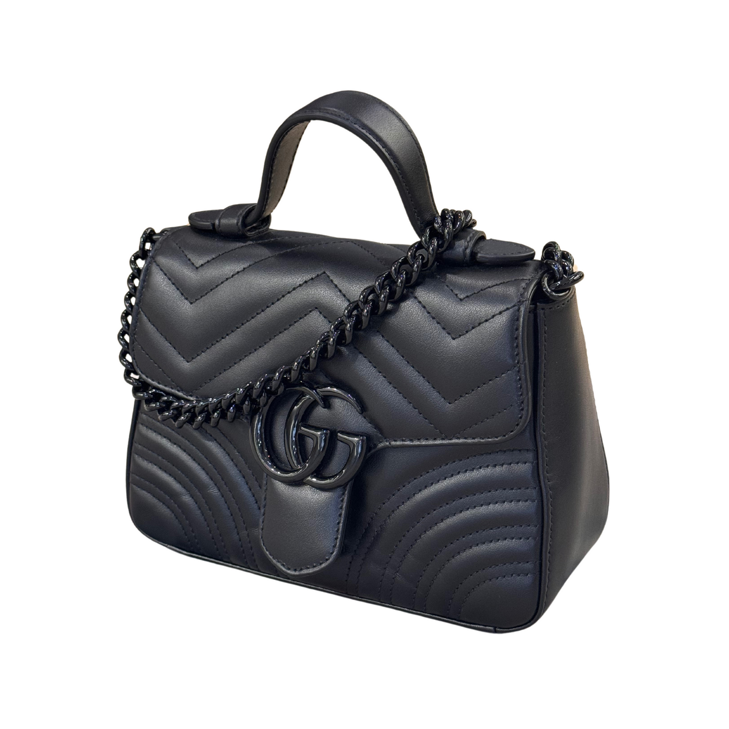 MINI BORSA A MANO GUCCI MARMONT TOTAL BLACK