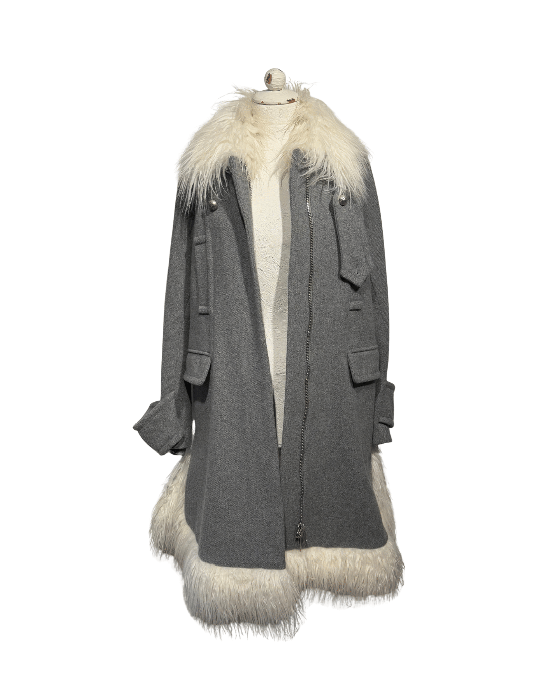 CAPPOTTO SCERVINO GRIGIO CON ecoPELLICCIA