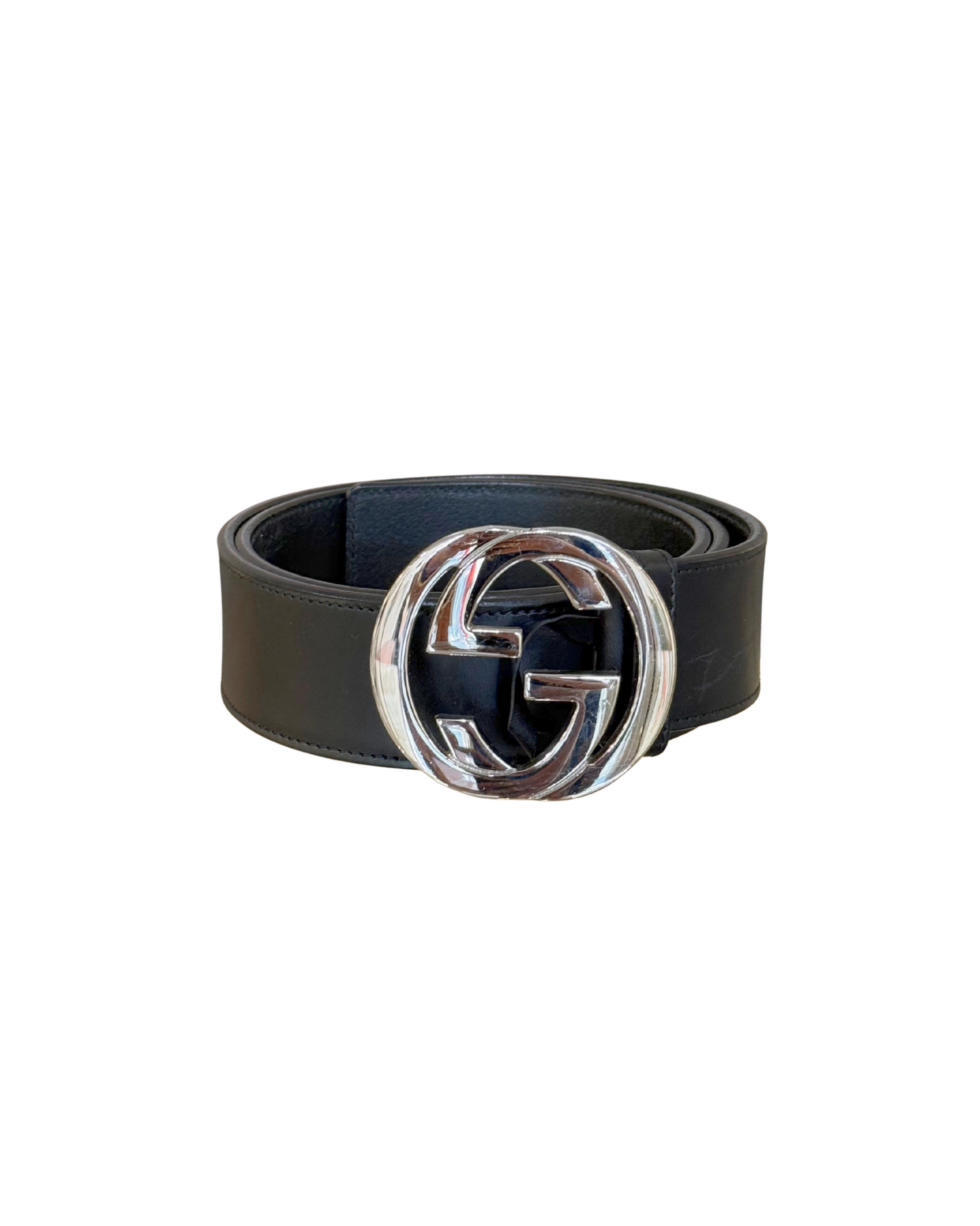 CINTURA GUCCI NERA HARDWARE ARGENTO