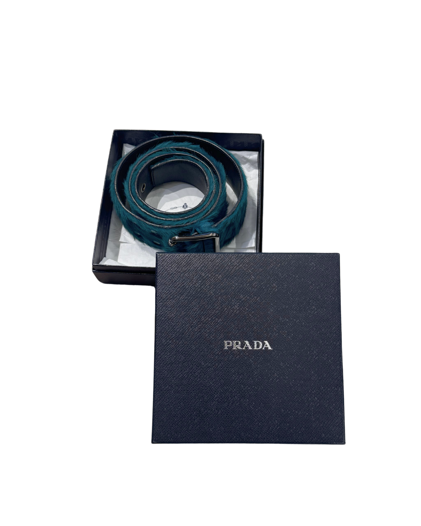 CINTURA PRADA PELO VERDE PETROLIO