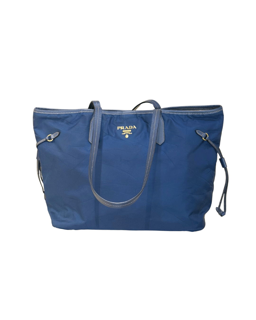 SHOPPER TESSUTO BLU PRADA PELLE SAFFIANO