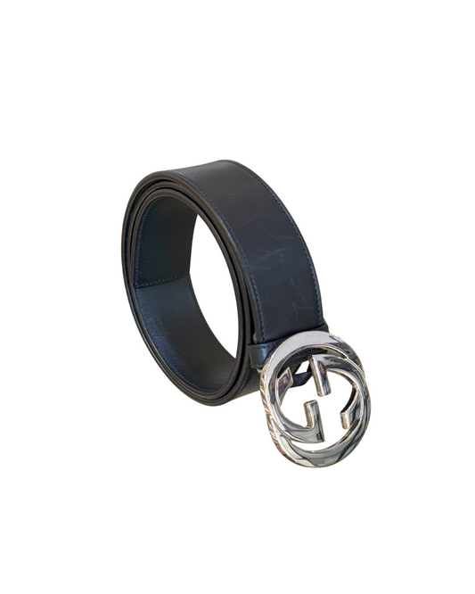 CINTURA GUCCI NERA HARDWARE ARGENTO