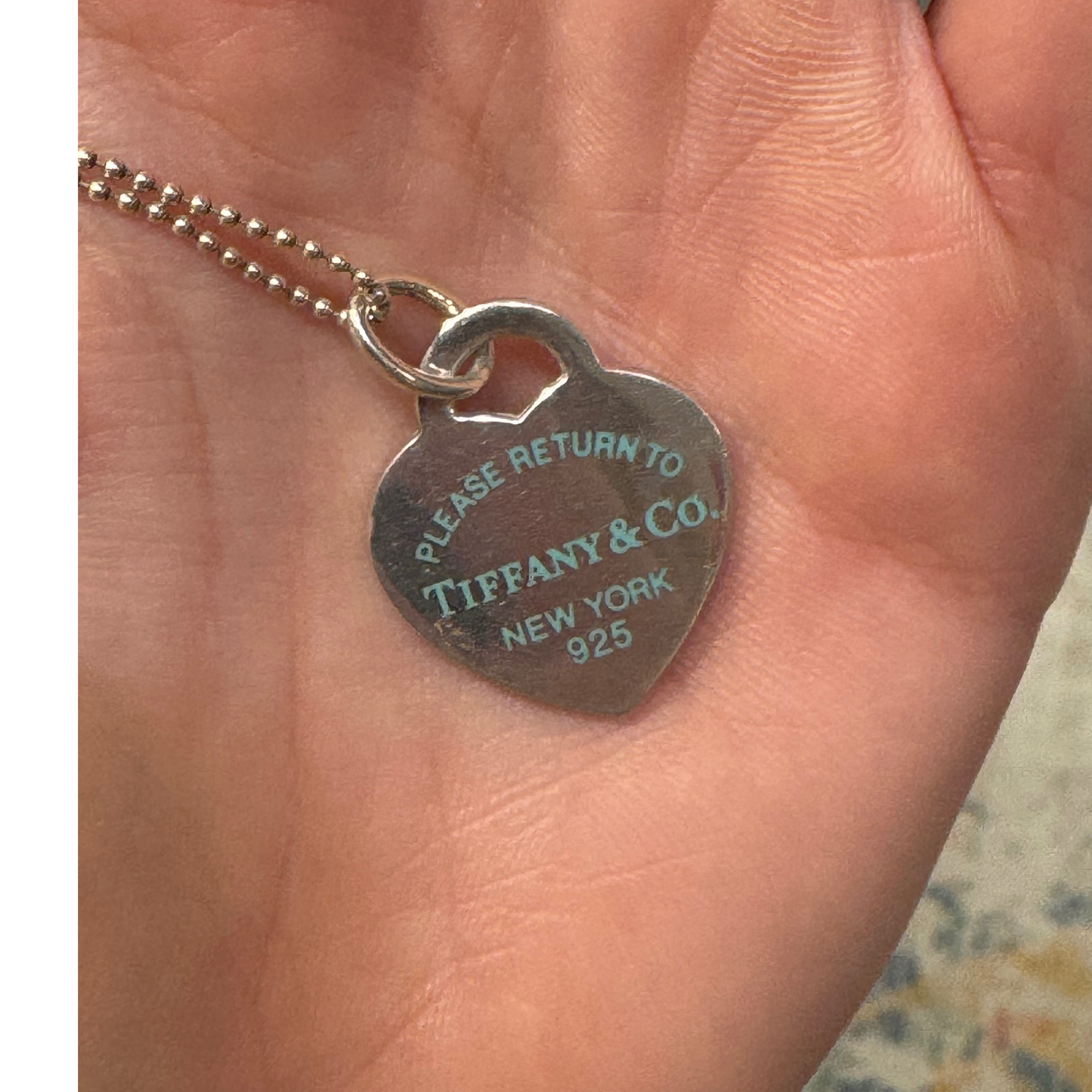 COLLANA TIFFANY CUORE SCRITTA AZZURRA