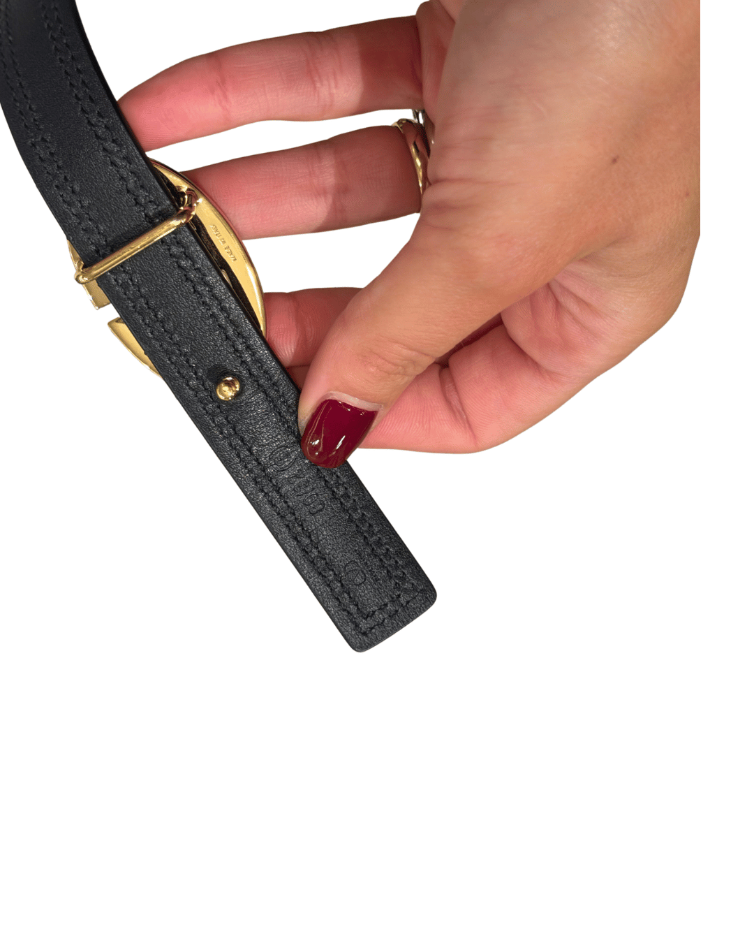 CINTURA VALENTINO NERA V LOGO DORATO 80