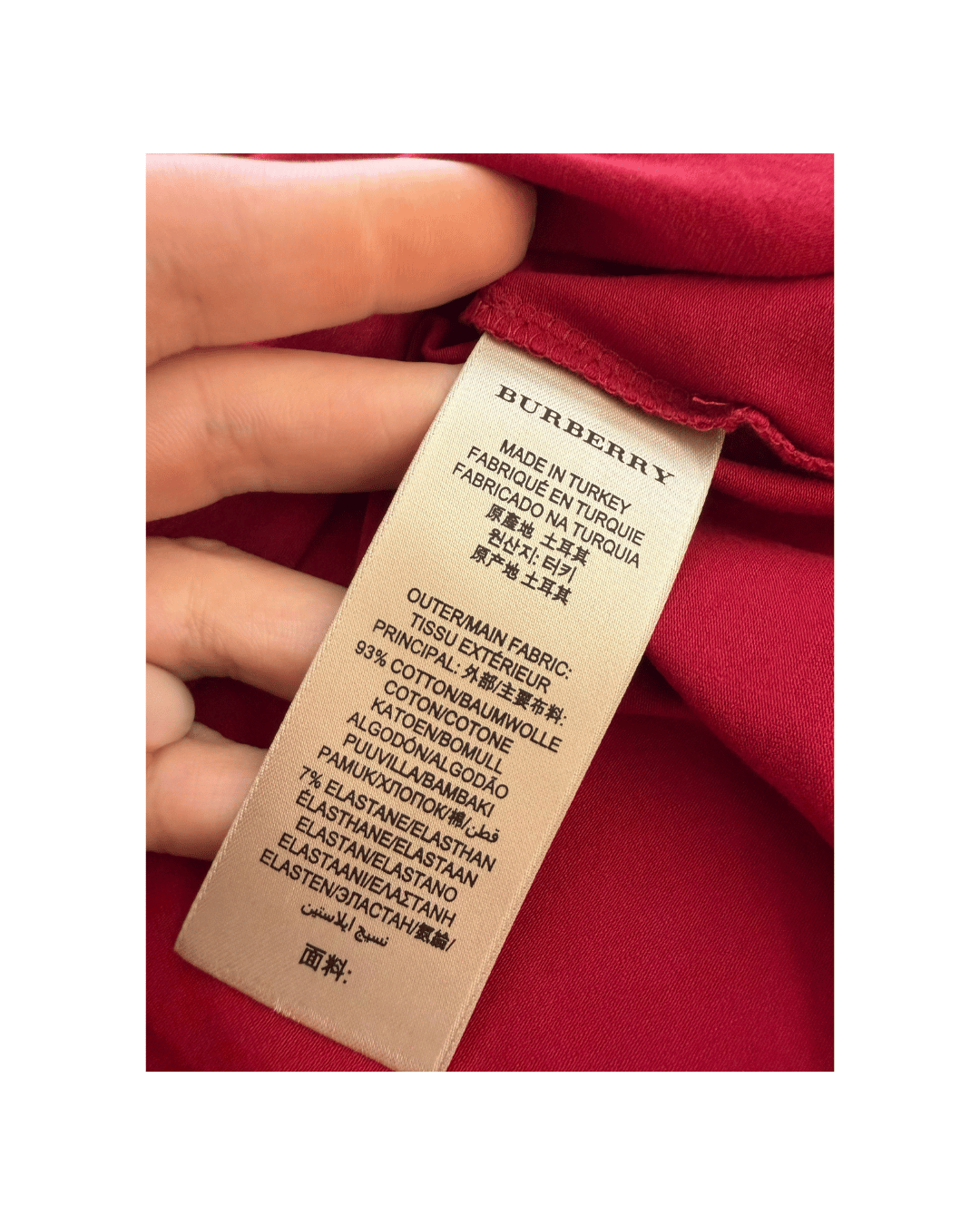 MAGLINA ROSSA BURBERRY MANICA TRE QUARTI Tg XS