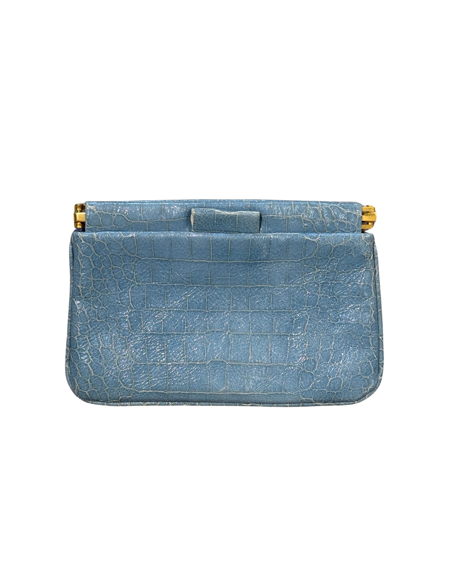 POCHETTE MIUMIU AZZURRA STAMPA COCCO