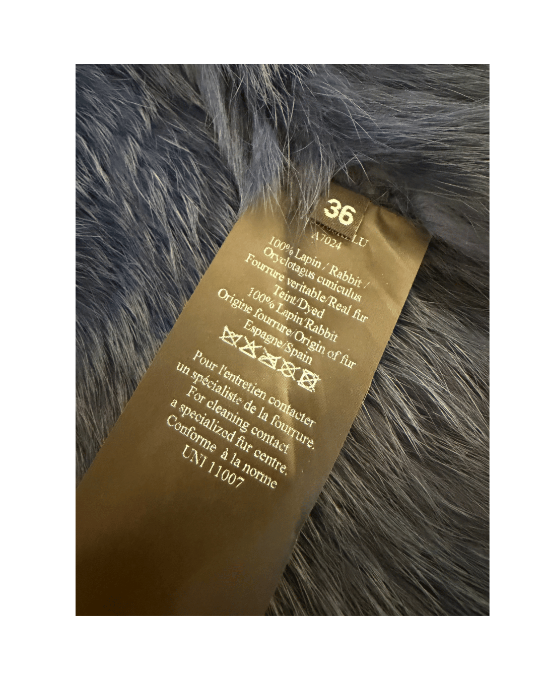 SMANICATO LAPIN BLU CON CAPPUCCIO Tg 40