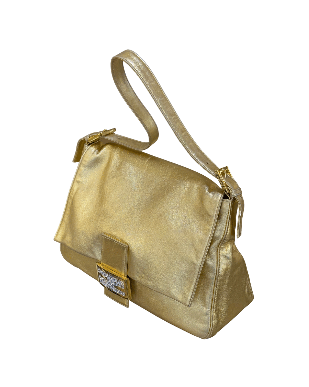 BORSA FENDI A SPALLA PELLE LAMINATA ORO