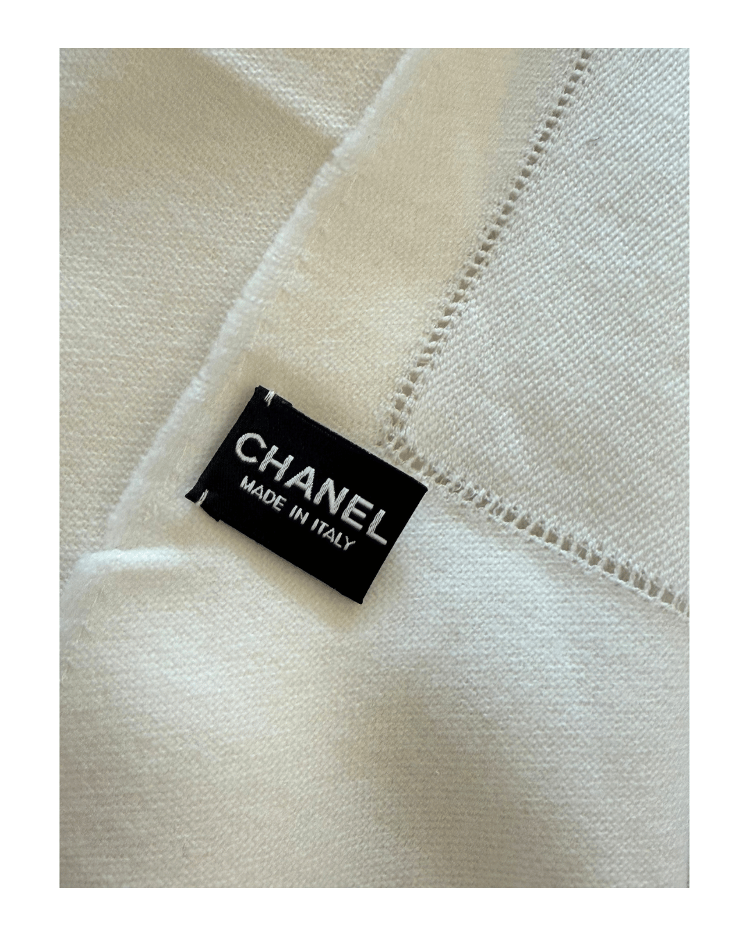 SCIARPA CHANEL IN LANA AVORIO CC LOGO