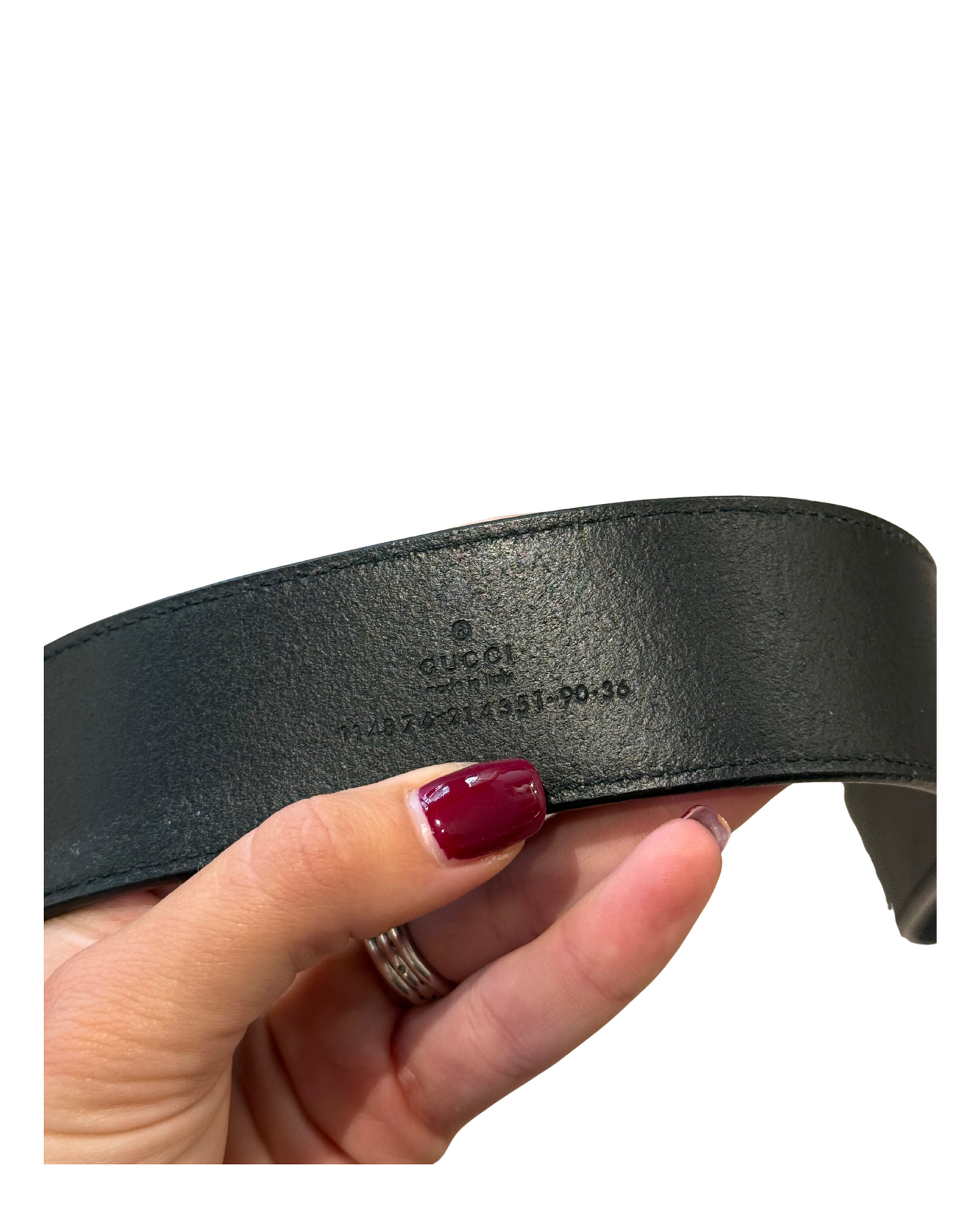 CINTURA GUCCI NERA HARDWARE ARGENTO