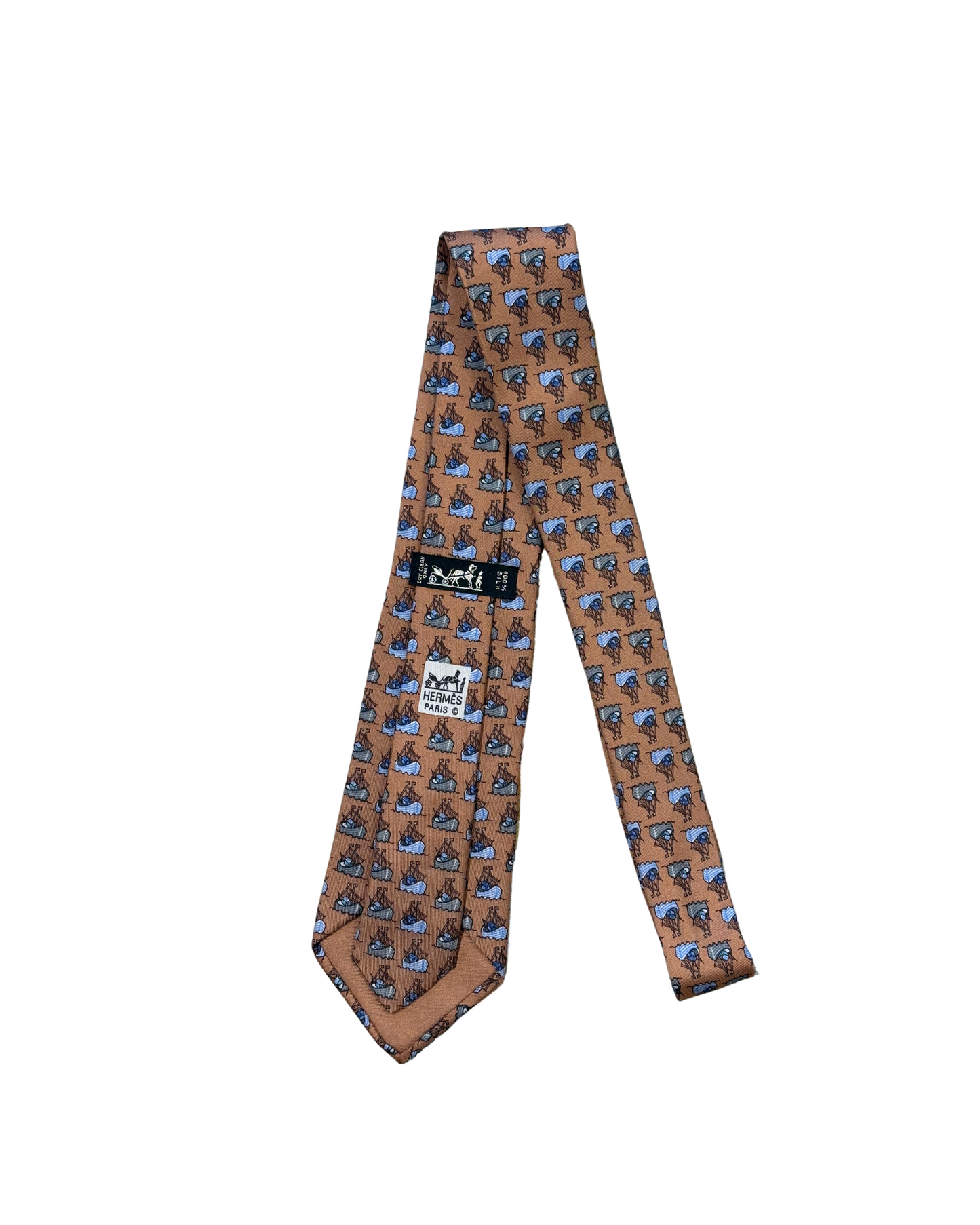 CRAVATTA HERMES MARRONE BARCHE