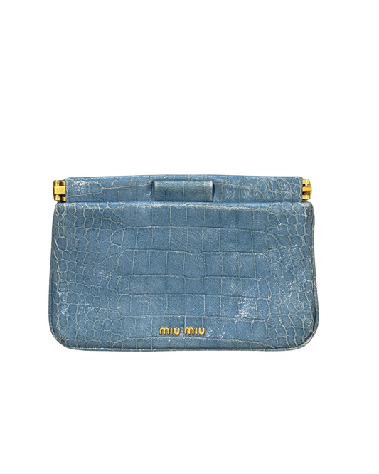 POCHETTE MIUMIU AZZURRA STAMPA COCCO
