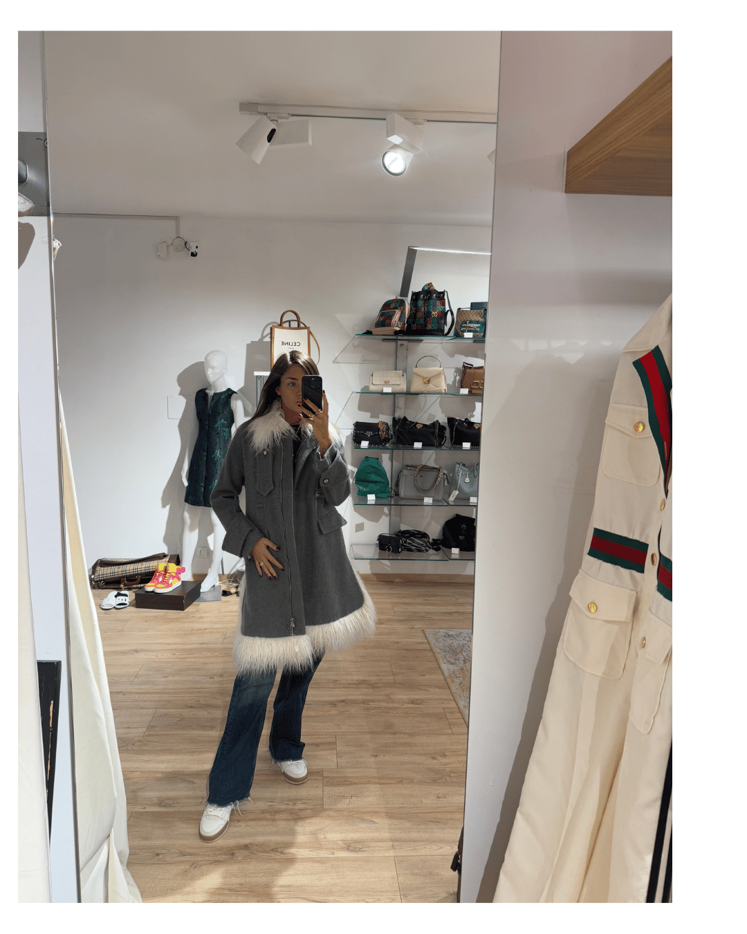 CAPPOTTO SCERVINO GRIGIO CON ecoPELLICCIA