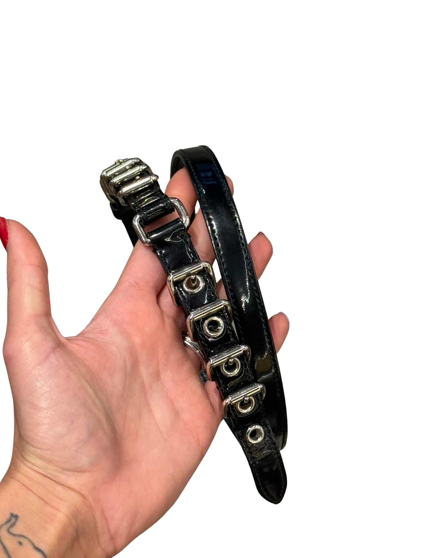 CINTURA MIUMIU IN VERNICE NERA