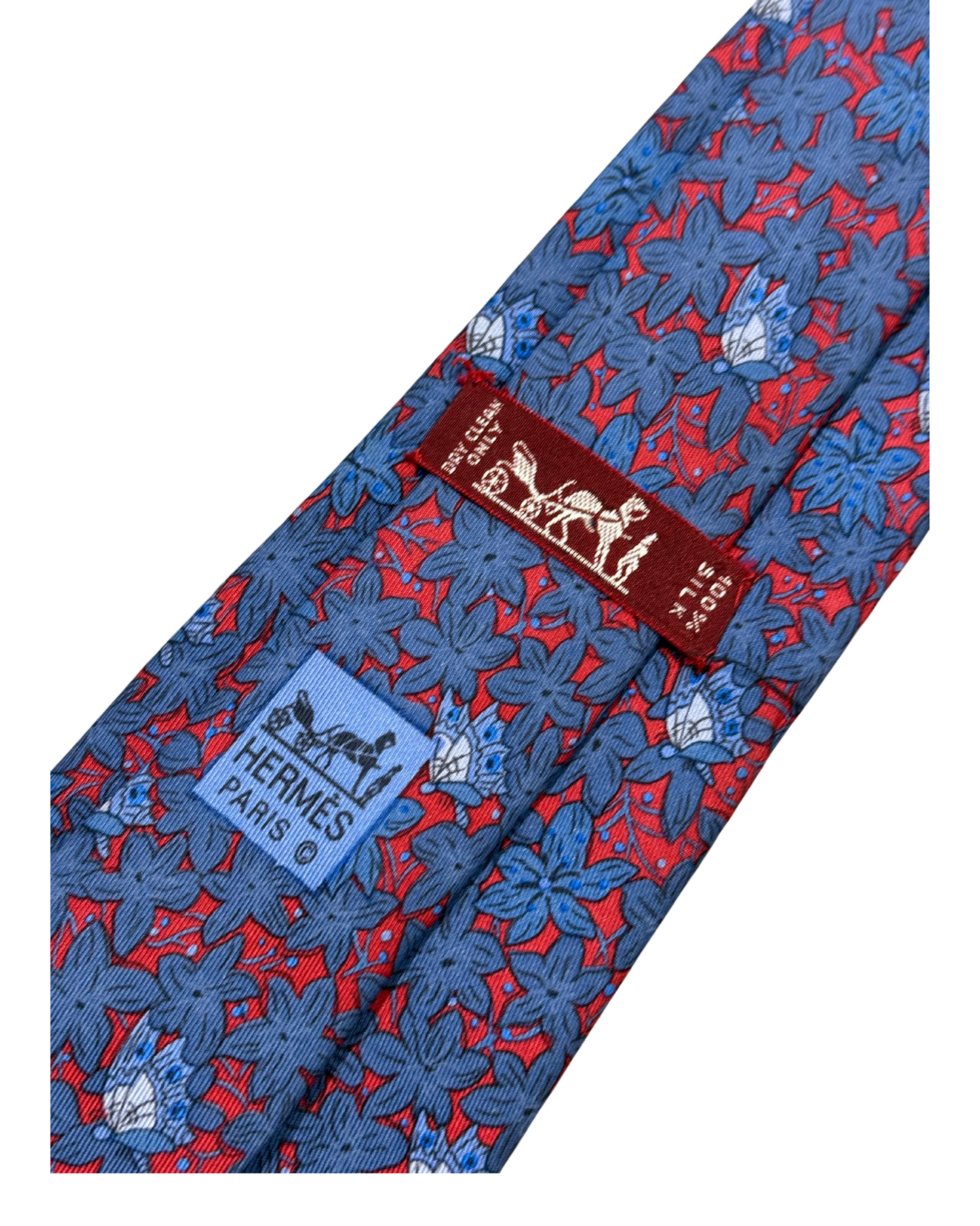 CRAVATTA HERMES BLU E ROSSA