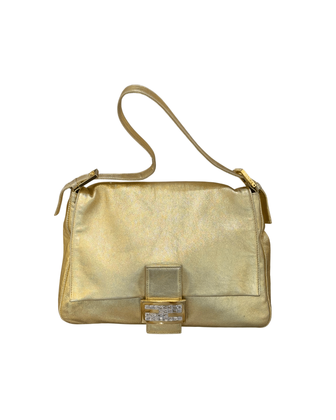 BORSA FENDI A SPALLA PELLE LAMINATA ORO