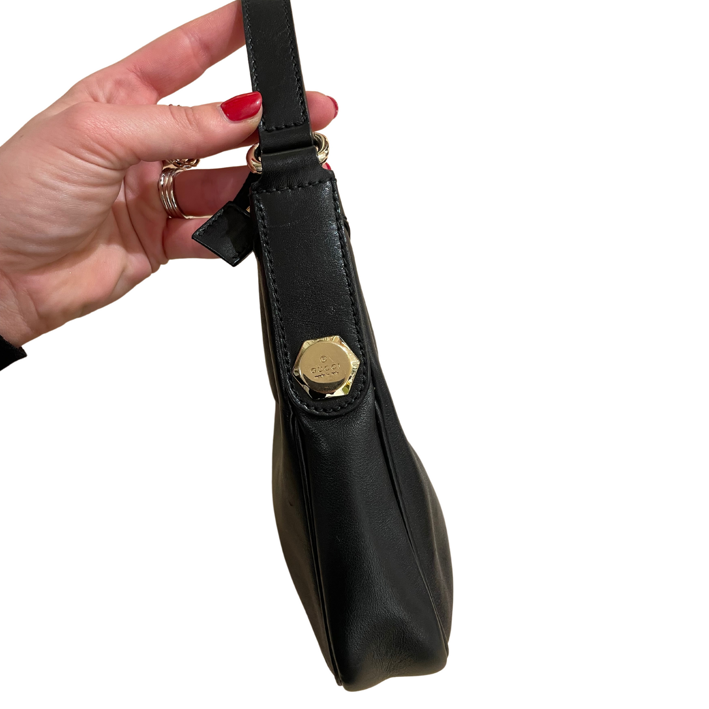 MEZZALUNA GUCCI PELLE NERA