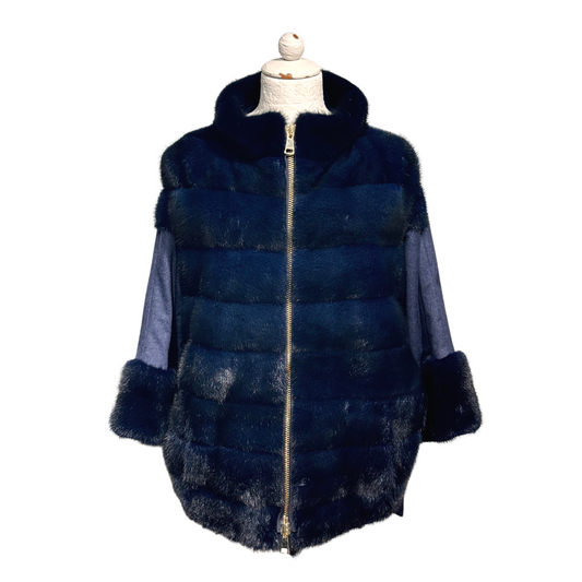 PELLICCIA VISONE E CASHMERE BLU