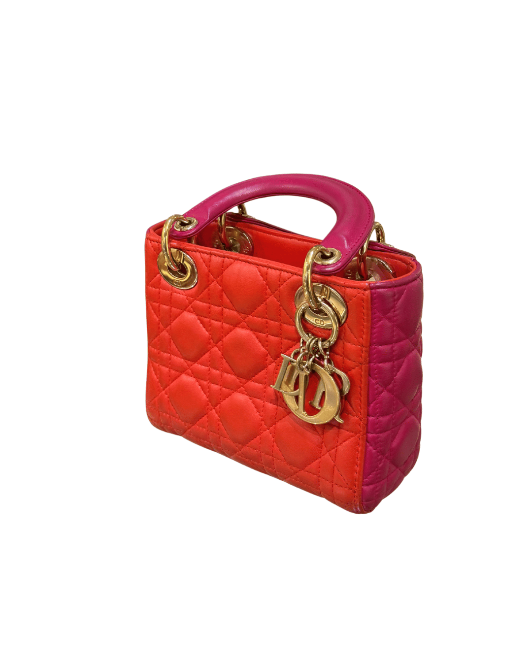 MINI LADY DIOR BICOLORE FUCSIA E ROSSA