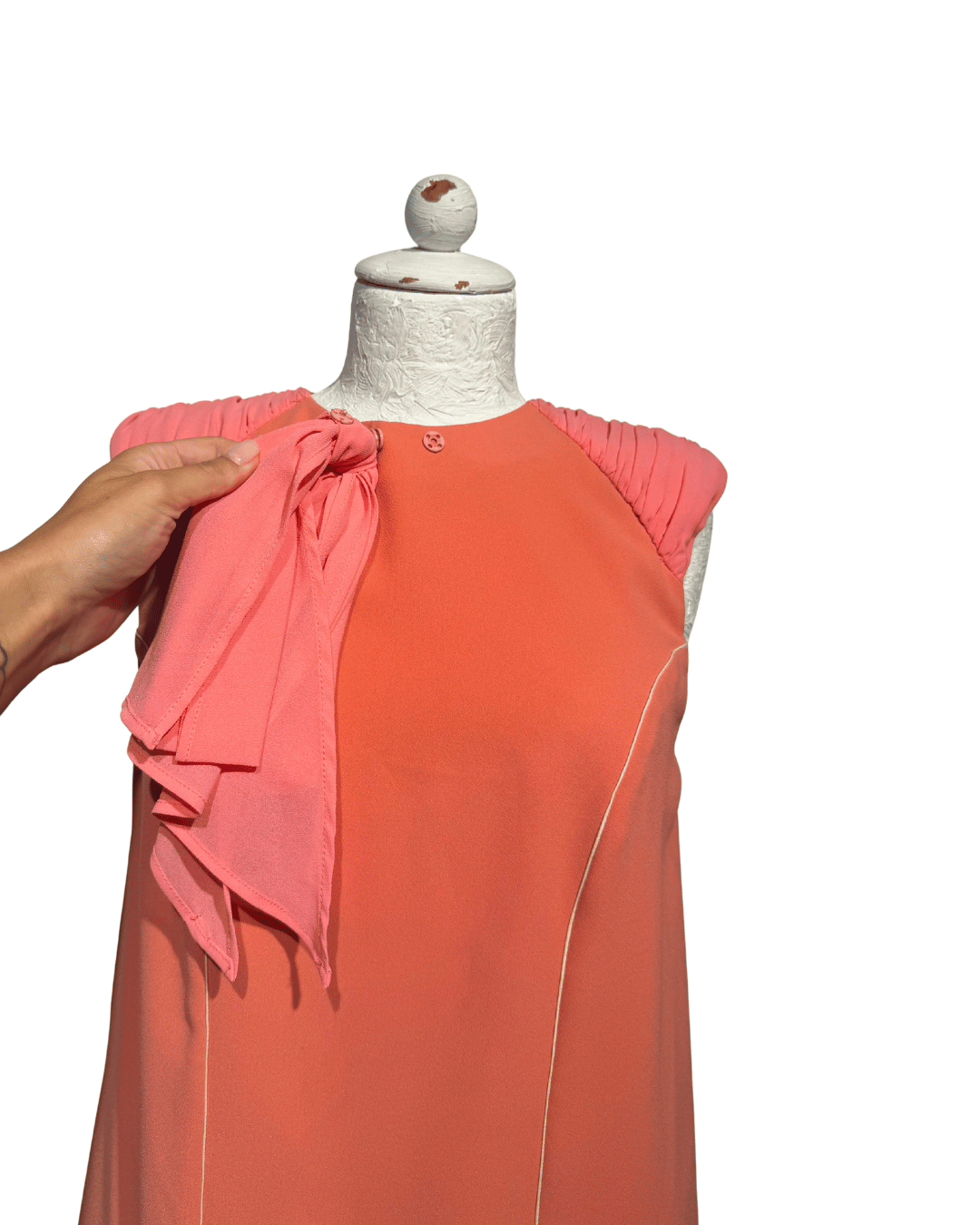ABITO ELISABETTA FRANCHI COLOR CORALLO E FIOCCO TG 44