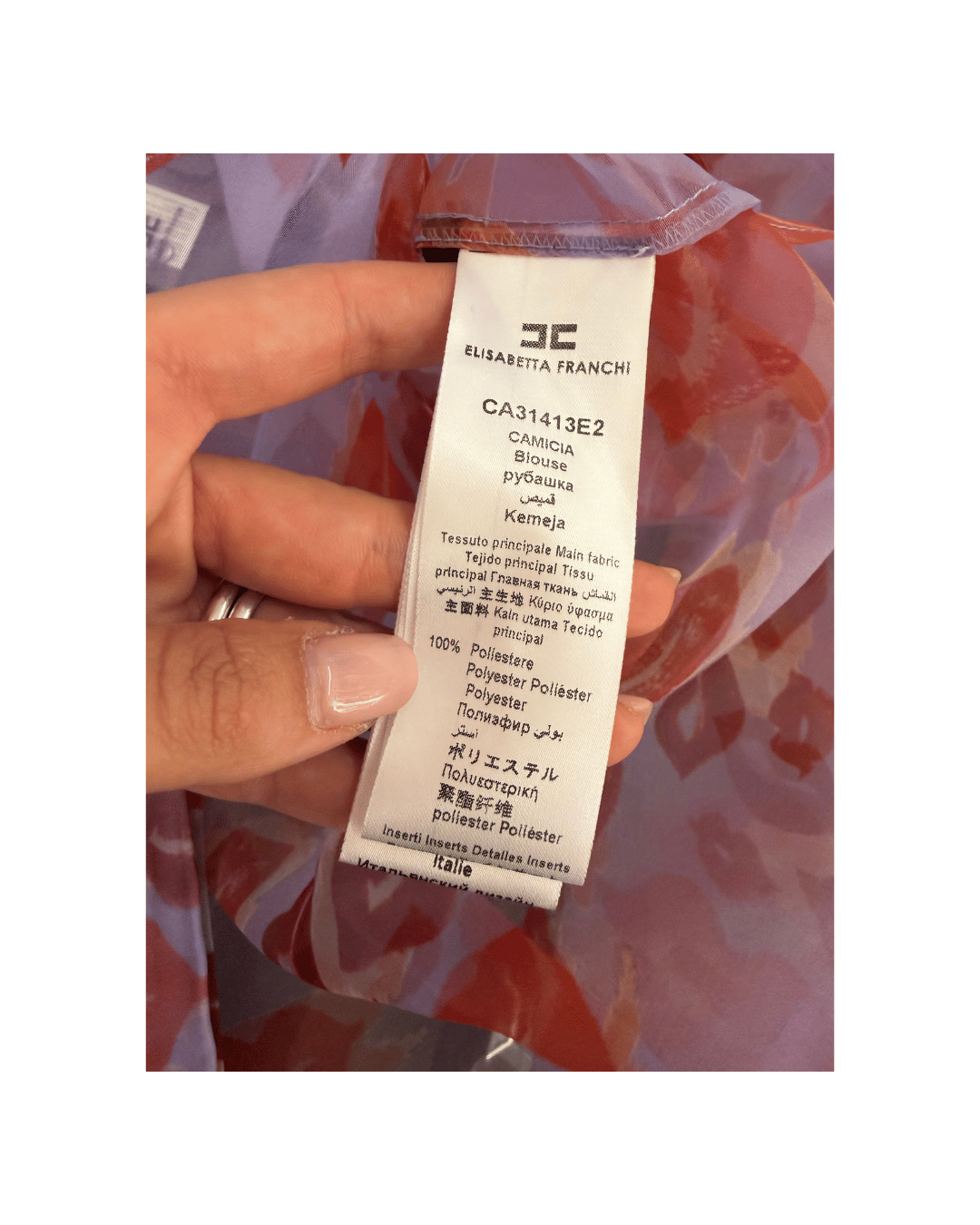 CAMICIA IN ORGANZA CON STAMPA BACI SEMITRASPARENTE Tg 40
