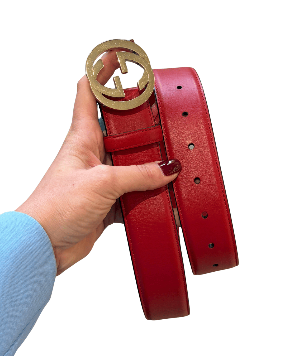 CINTURA GUCCI ROSSA HARDWARE ARGENTATO 80