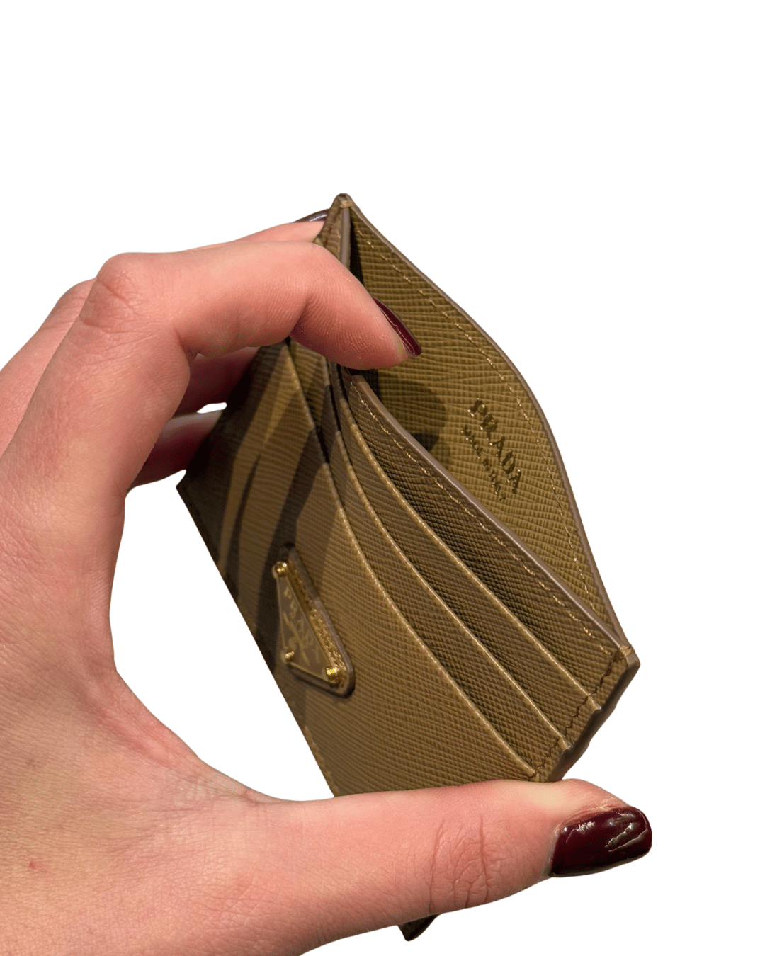 PORTACARTE PRADA PELLE SAFFIANO COLOR CAMMELLO