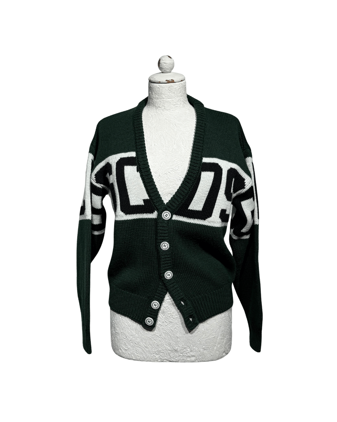 CARDIGAN GCDS VERDE E BIANCO