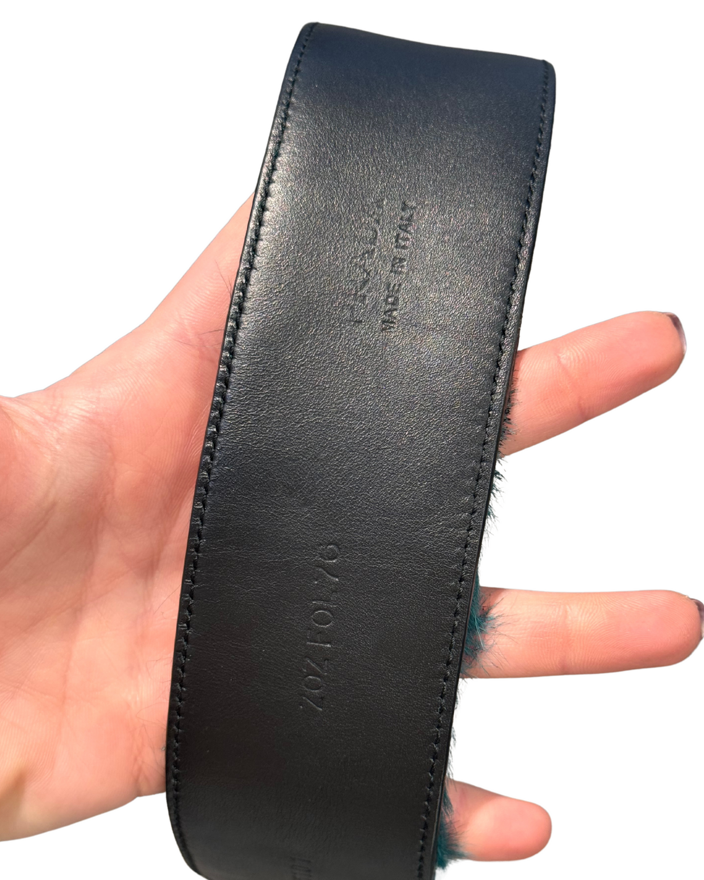 CINTURA PRADA PELO VERDE PETROLIO