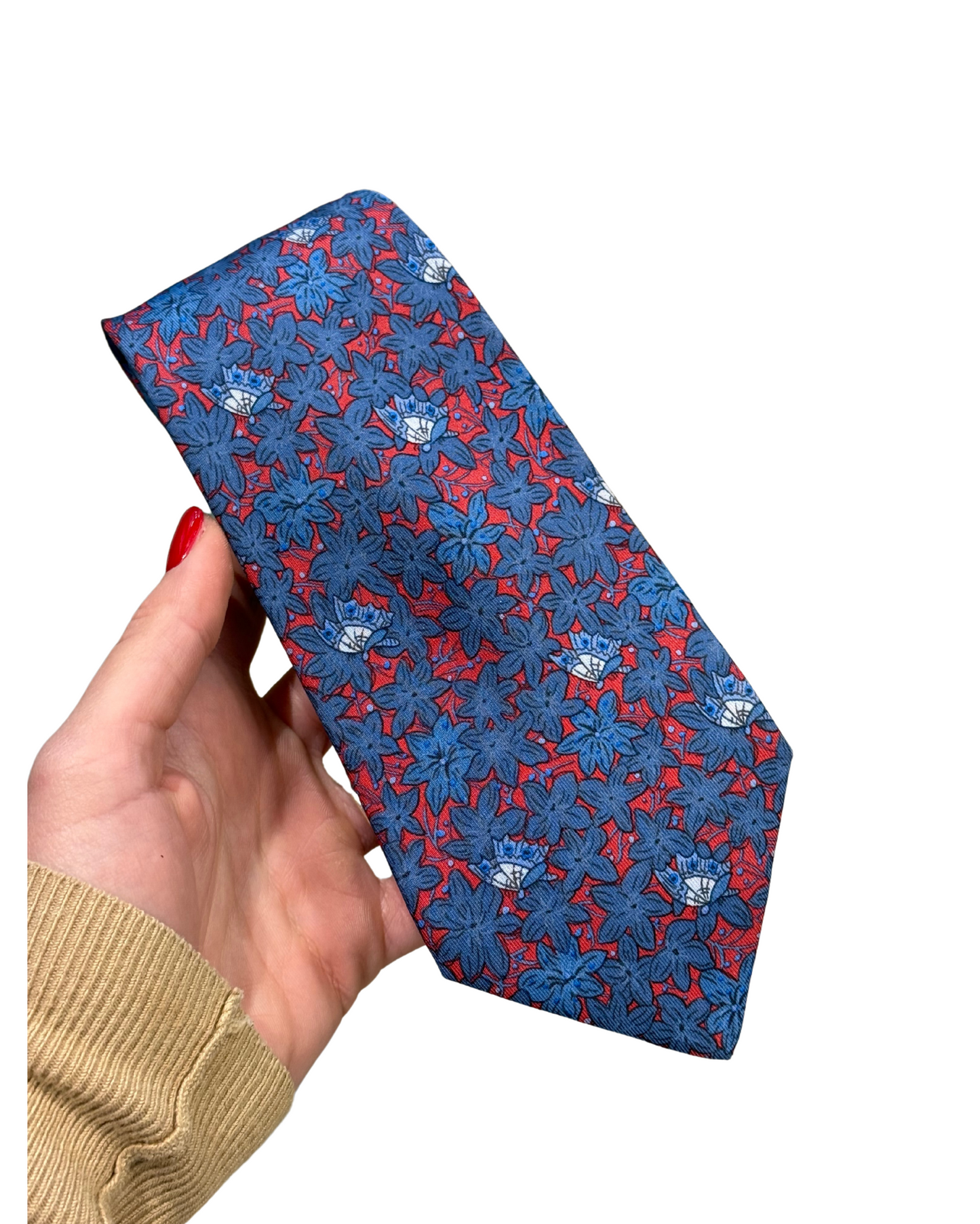 CRAVATTA HERMES BLU E ROSSA