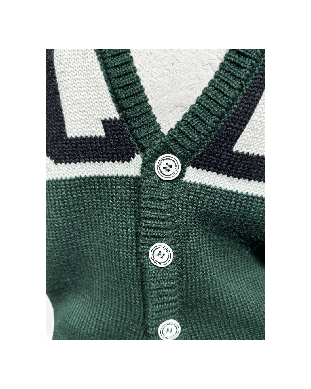 CARDIGAN GCDS VERDE E BIANCO