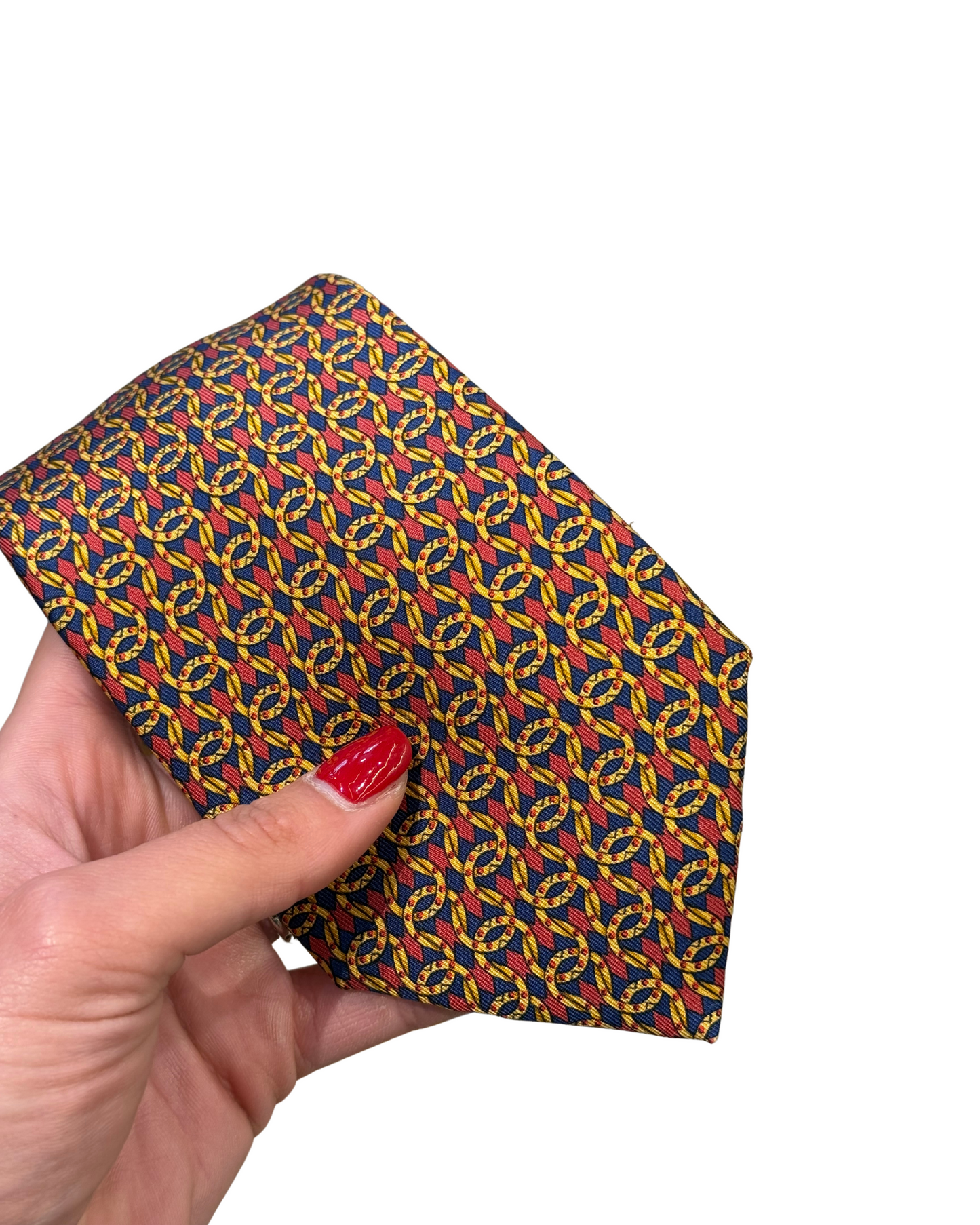 CRAVATTA HERMES ROSSA E BLU