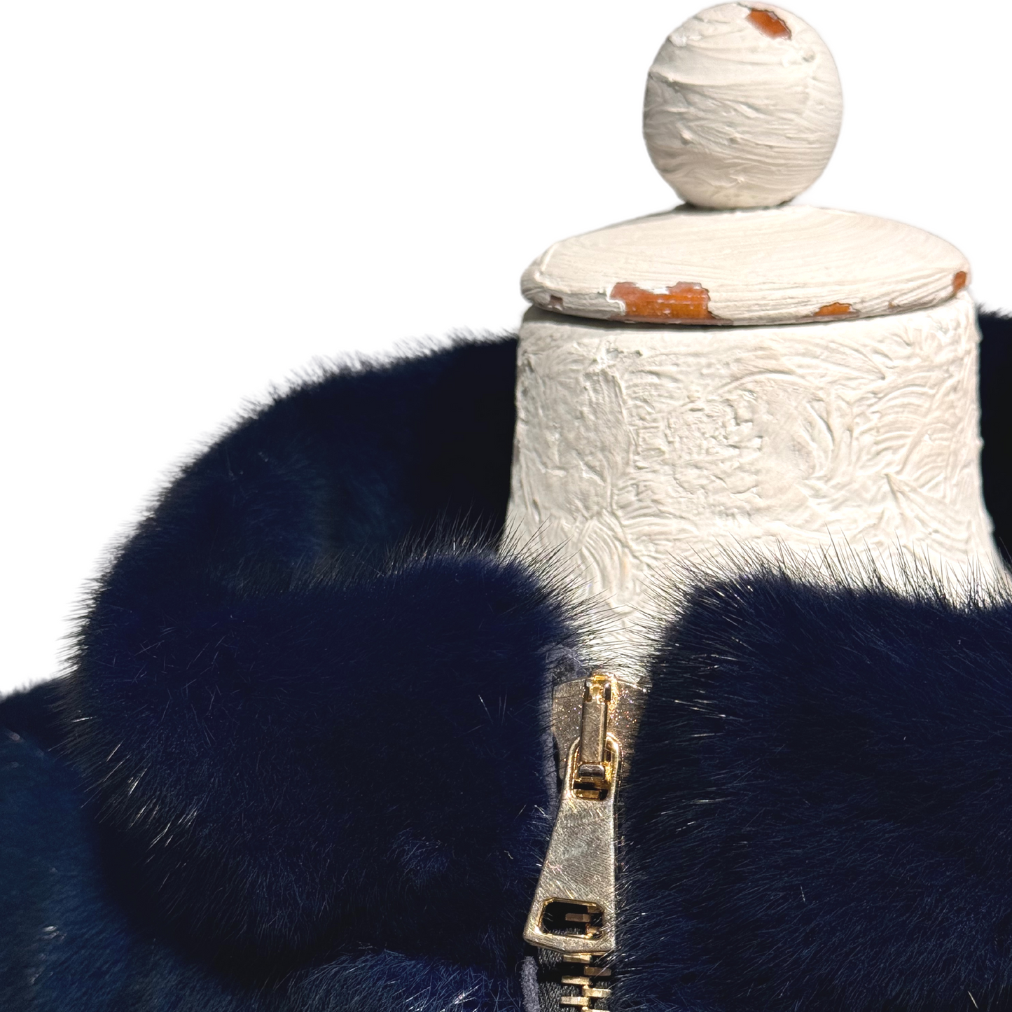 PELLICCIA VISONE E CASHMERE BLU