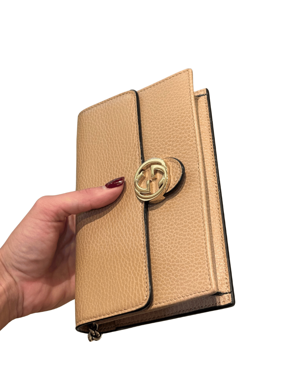 GUCCI SOHO WALLET ON CHAIN BEIGE