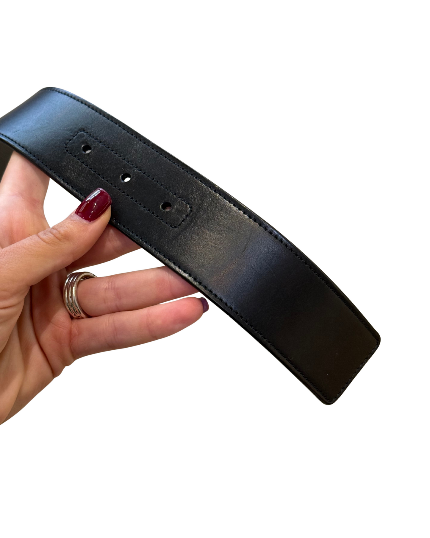 CINTURA GUCCI NERA HARDWARE ARGENTO