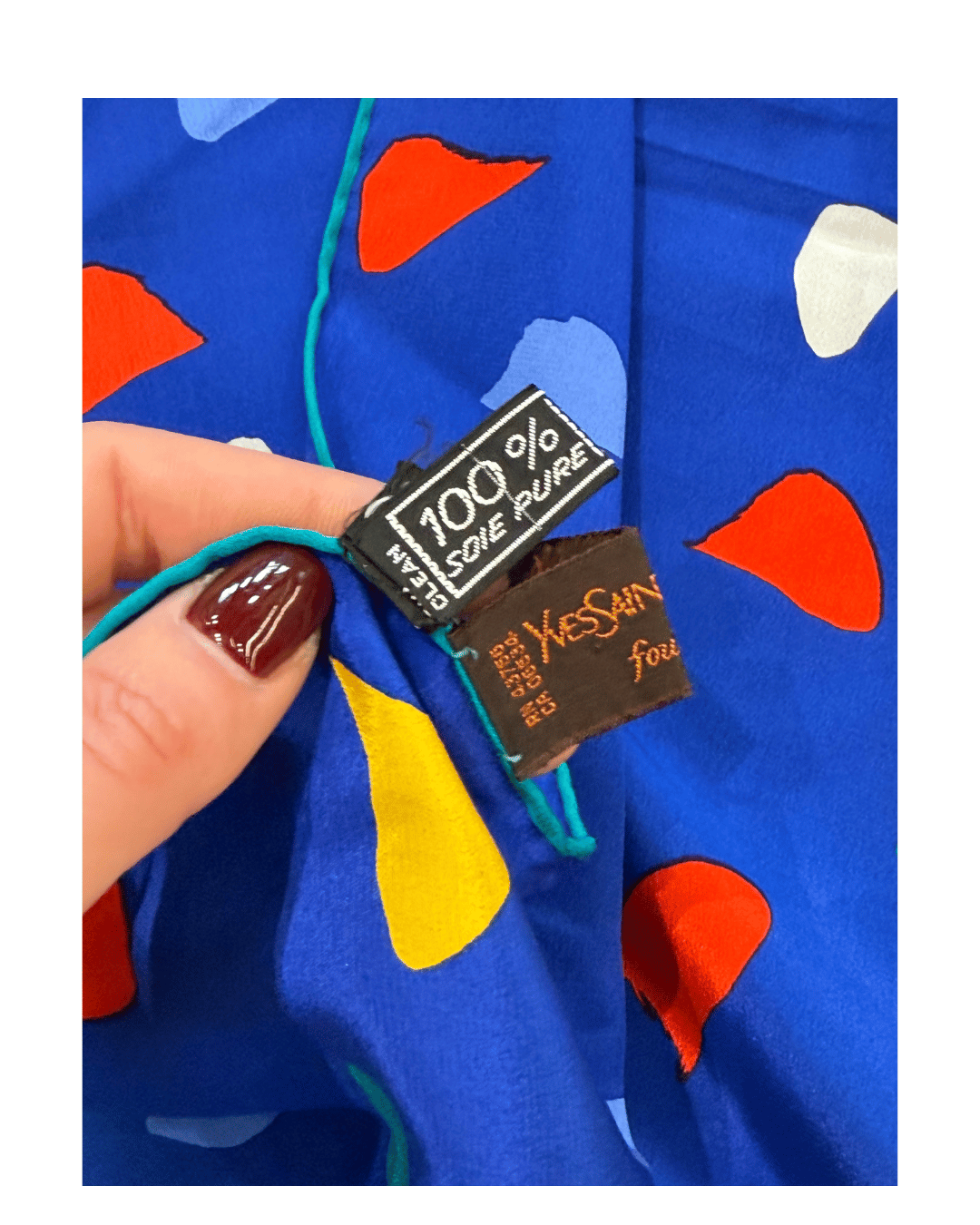 FOULARD VINTAGE YSL SETA BLU ELETTRICO